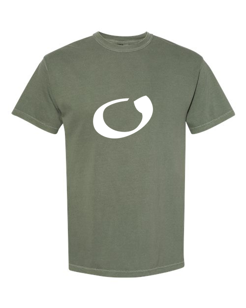 Alphabet O T-Shirt 9 inch calligraphy White ink, Moss