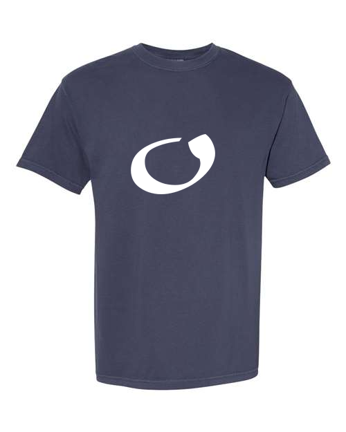 Alphabet O T-Shirt 9 inch calligraphy White ink, Navy