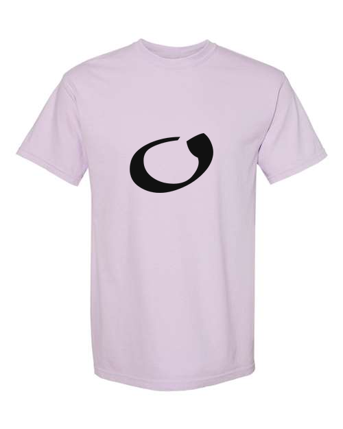 Alphabet O T-Shirt 9 inch calligraphy Black ink, Orchid