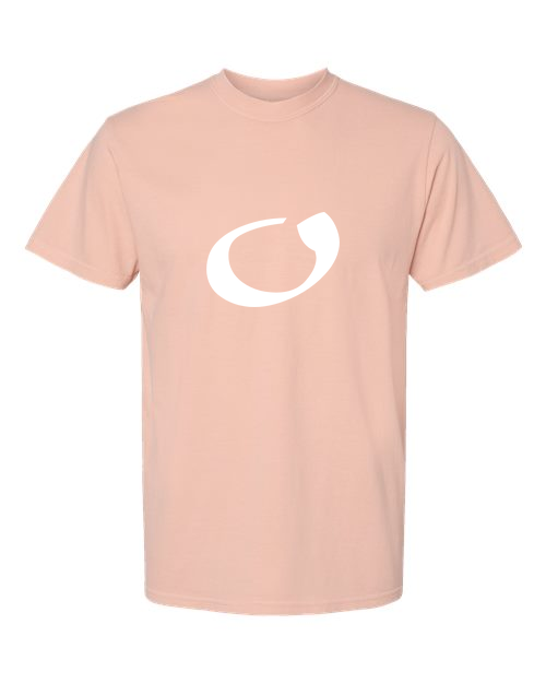 Alphabet O T-Shirt 9 inch calligraphy White ink, Peachy