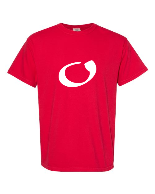 Alphabet O T-Shirt 9 inch calligraphy White ink, Red