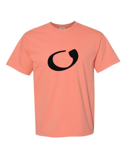 Alphabet O T-Shirt 9 inch calligraphy Black ink, Terracotta