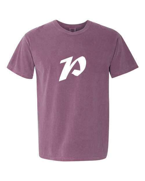 Alphabet P T-Shirt 9 inch calligraphy White ink, Berry