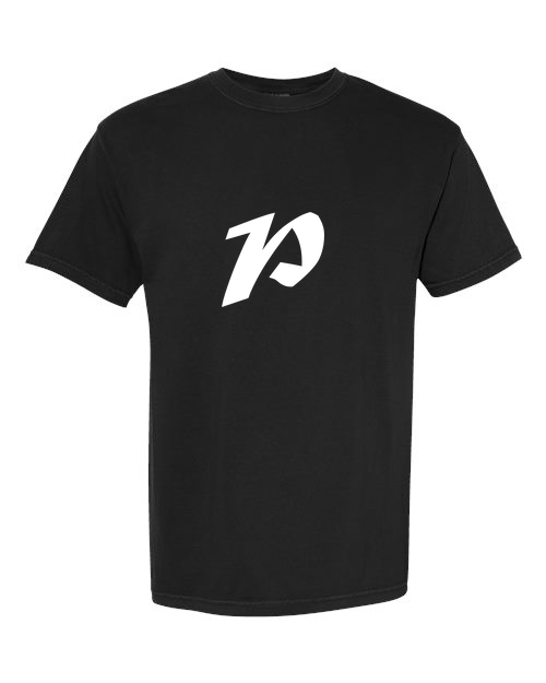 Alphabet P T-Shirt 9 inch calligraphy White ink, Black