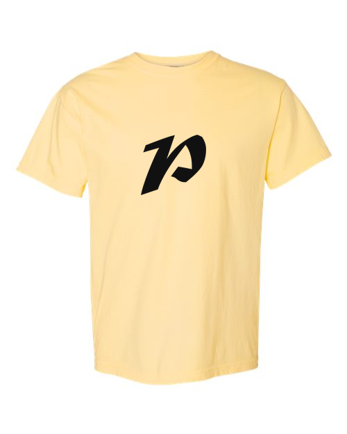 Alphabet P T-Shirt 9 inch calligraphy Black ink, Butter