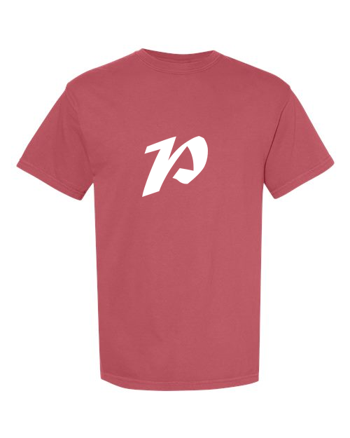 Alphabet P T-Shirt 9 inch calligraphy White ink, Crimson