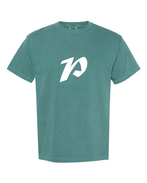 Alphabet P T-Shirt 9 inch calligraphy White ink, Emerald