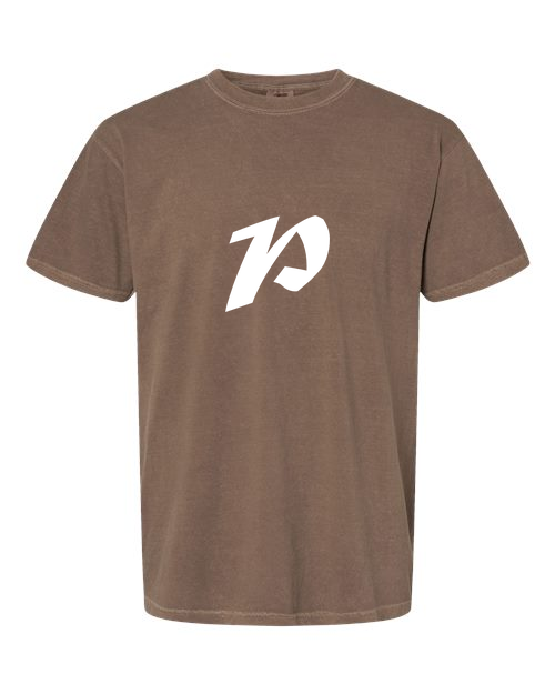 Alphabet P T-Shirt 9 inch calligraphy White ink, Espresso
