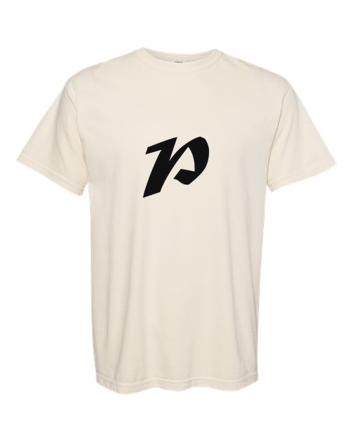 Alphabet P T-Shirt 9 inch calligraphy Black ink, Ivory