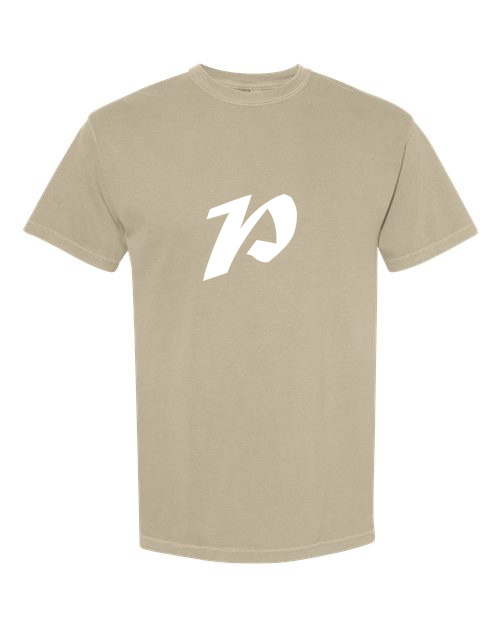 Alphabet P T-Shirt 9 inch calligraphy White ink, Khaki
