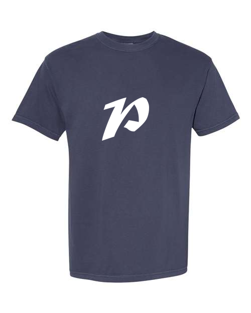 Alphabet P T-Shirt 9 inch calligraphy White ink, Navy