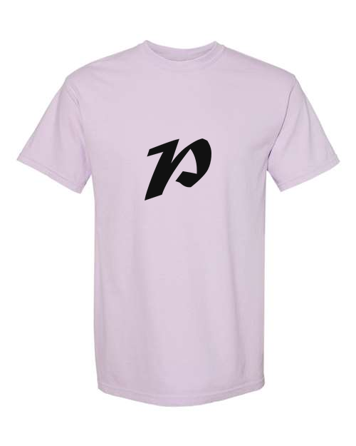Alphabet P T-Shirt 9 inch calligraphy Black ink, Orchid