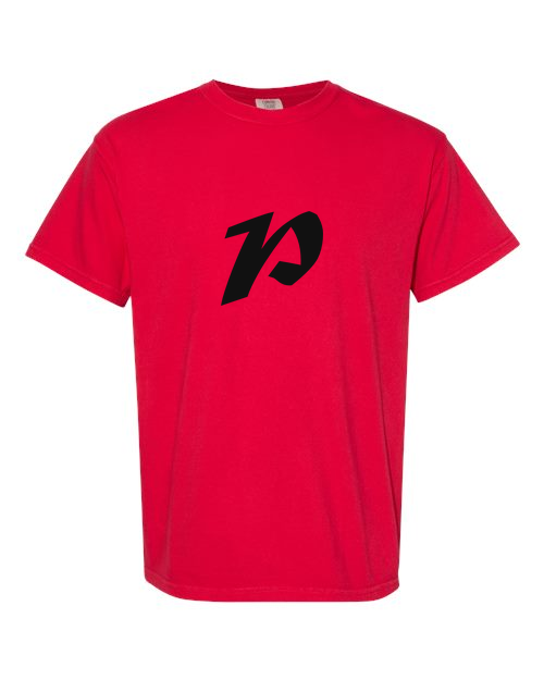 Alphabet P T-Shirt 9 inch calligraphy Black ink, Red