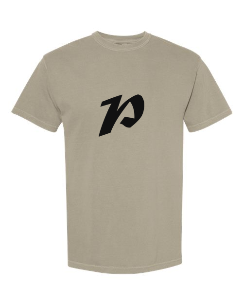 Alphabet P T-Shirt 9 inch calligraphy Black ink, Sandstone