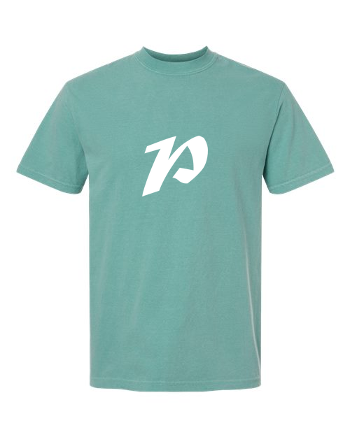 Alphabet P T-Shirt 9 inch calligraphy White ink, Seafoam
