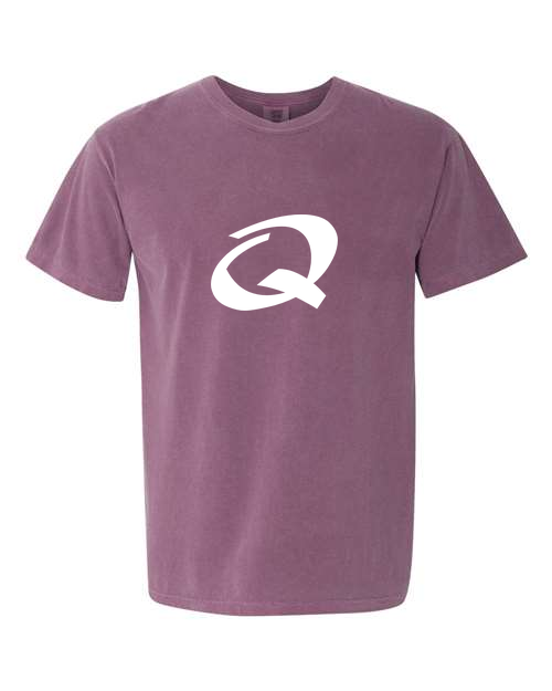 Alphabet Q T-Shirt 9 inch calligraphy White ink, Berry