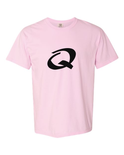 Alphabet Q T-Shirt 9 inch calligraphy Black ink, Blossom
