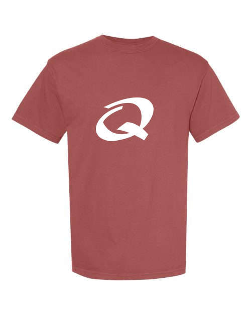 Alphabet Q T-Shirt 9 inch calligraphy White ink, Brick