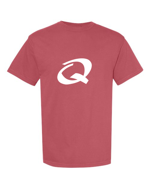 Alphabet Q T-Shirt 9 inch calligraphy White ink, Crimson