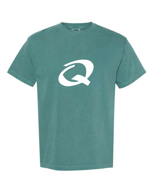 Alphabet Q T-Shirt 9 inch calligraphy White ink, Emerald