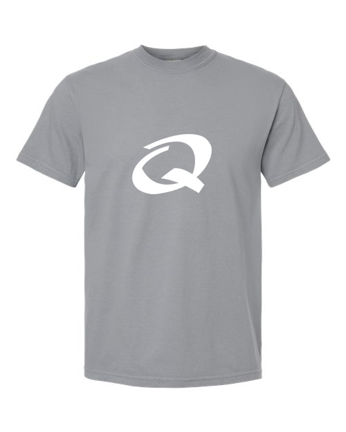 Alphabet Q T-Shirt 9 inch calligraphy White ink, Granite
