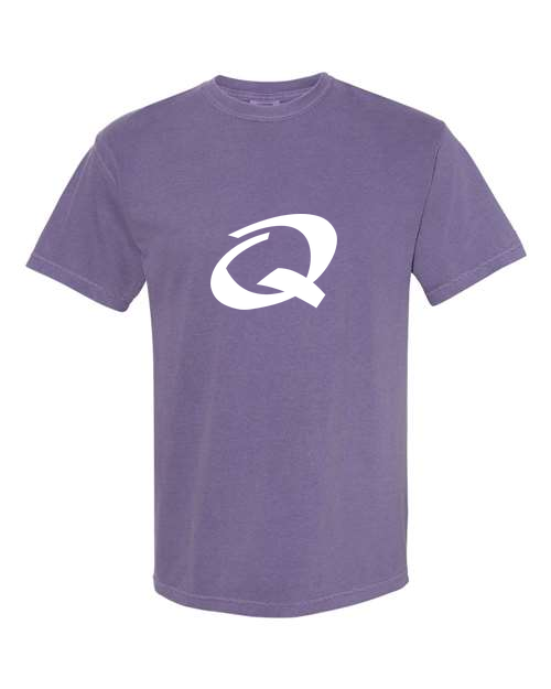 Alphabet Q T-Shirt 9 inch calligraphy White ink, Grape