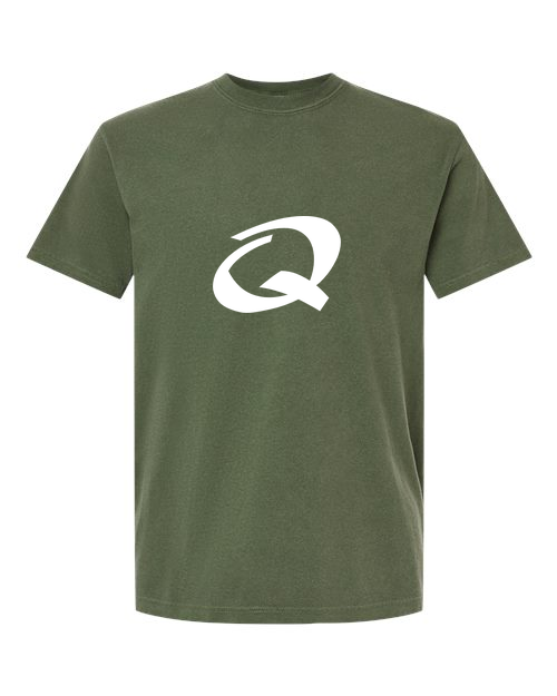 Alphabet Q T-Shirt 9 inch calligraphy White ink, Hemp
