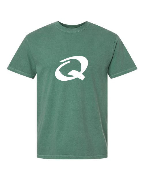 Alphabet Q T-Shirt 9 inch calligraphy White ink, Light Green