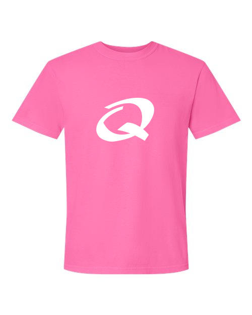 Alphabet Q T-Shirt 9 inch calligraphy White ink, Neon Pink