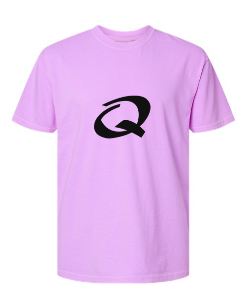 Alphabet Q T-Shirt 9 inch calligraphy Black ink, Neon Violet