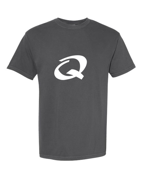 Alphabet Q T-Shirt 9 inch calligraphy White ink, Pepper