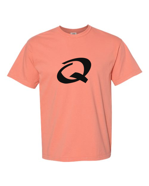 Alphabet Q T-Shirt 9 inch calligraphy Black ink, Terracotta