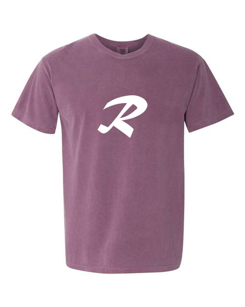 Alphabet R T-Shirt 9 inch calligraphy White ink, Berry