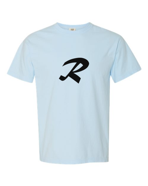 Alphabet R T-Shirt 9 inch calligraphy Black ink, Chambray