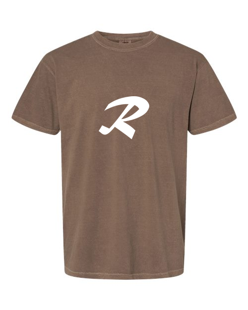 Alphabet R T-Shirt 9 inch calligraphy White ink, Espresso