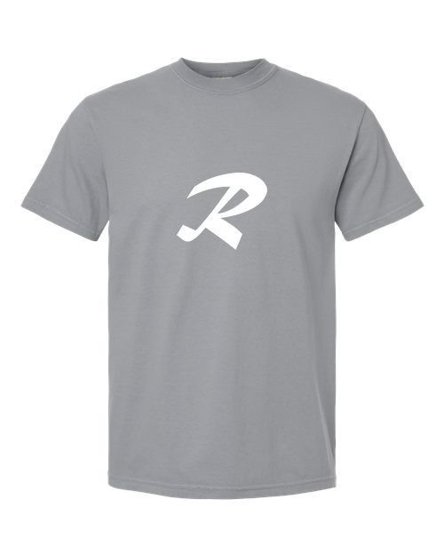 Alphabet R T-Shirt 9 inch calligraphy White ink, Granite
