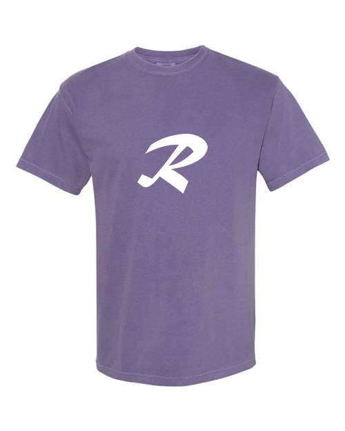 Alphabet R T-Shirt 9 inch calligraphy White ink, Grape