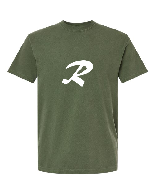 Alphabet R T-Shirt 9 inch calligraphy White ink, Hemp