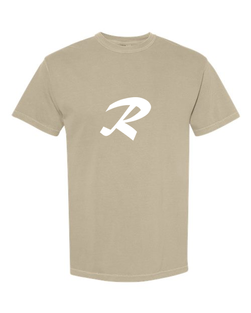 Alphabet R T-Shirt 9 inch calligraphy White ink, Khaki