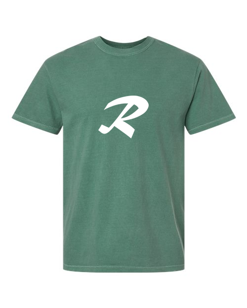 Alphabet R T-Shirt 9 inch calligraphy White ink, Light Green