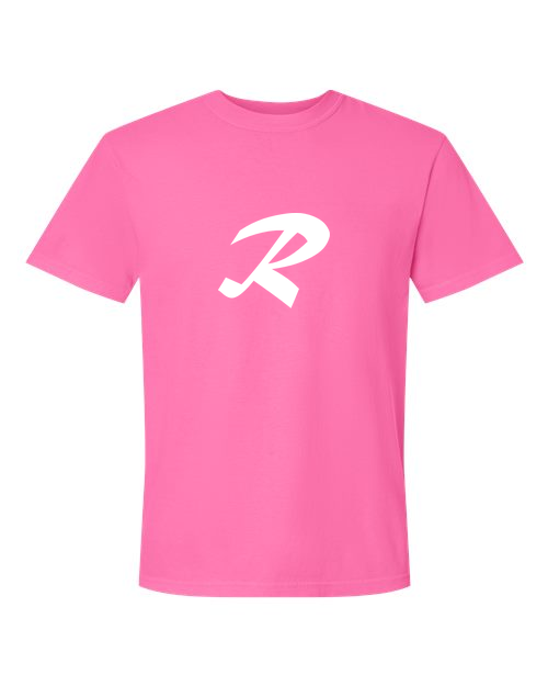 Alphabet R T-Shirt 9 inch calligraphy White ink, Neon Pink