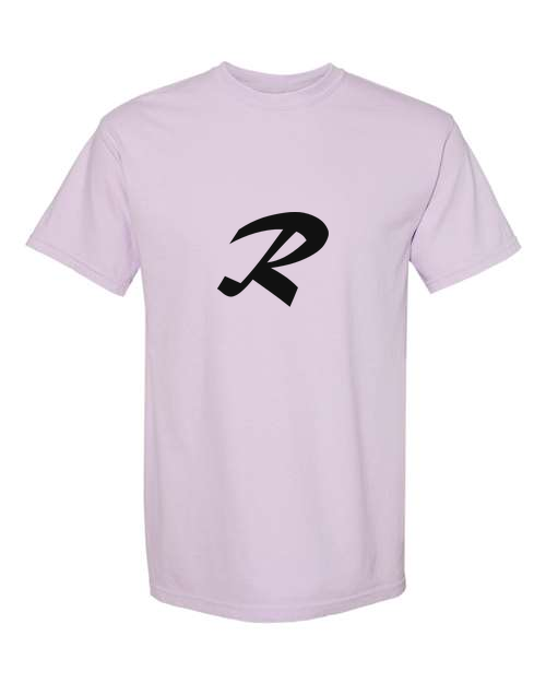 Alphabet R T-Shirt 9 inch calligraphy Black ink, Orchid