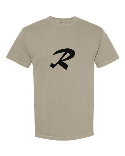 Alphabet R T-Shirt 9 inch calligraphy Black ink, Sandstone