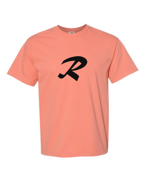 Alphabet R T-Shirt 9 inch calligraphy Black ink, Terracotta