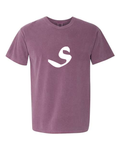 Alphabet S T-Shirt 9 inch calligraphy White ink, Berry