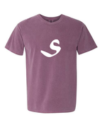 Alphabet S T-Shirt 9 inch calligraphy White ink, Berry