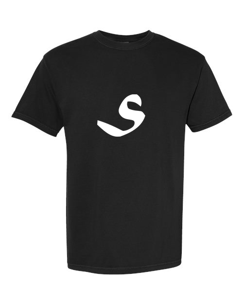 Alphabet S T-Shirt 9 inch calligraphy White ink, Black