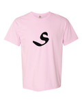 Alphabet S T-Shirt 9 inch calligraphy Black ink, Blossom