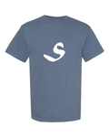 Alphabet S T-Shirt 9 inch calligraphy White ink, Blue Jean