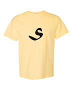 Alphabet S T-Shirt 9 inch calligraphy Black ink, Butter